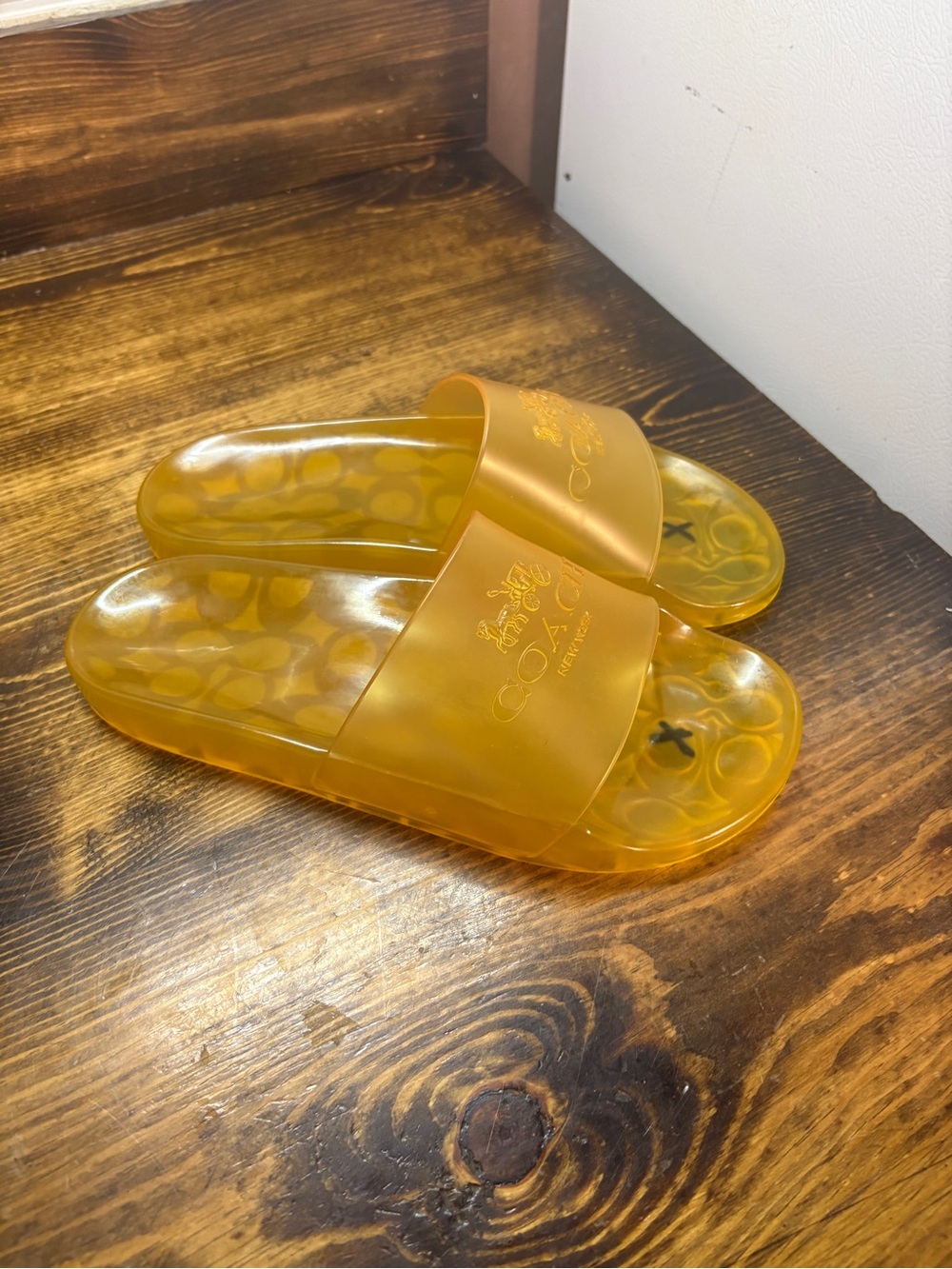 Coach gold Eylssa jelly slide sandals size 7